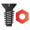 Bolt and nut flat icon. Screw and nut color icons in trendy flat style. Construction gradient style design, designed for