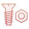 Bolt and nut flat icon. Screw and nut red icons in trendy flat style. Construction gradient style design, designed for