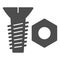 Bolt and nut solid icon. Screw and nut vector illustration isolated on white. Construction glyph style design, designed