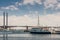 Bolte bridge with its pylons over Yarra River, Melbourne, Australia