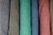 Bolts of linen cloth pastel shades