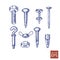 Bolts, screws and nuts set of icons