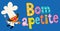 Bom apetite Portuguese decorative lettering with chef character