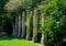 Bomarzo, Italy - September 08, 2017 - Ancient Idol columns, at the famous Parco dei Mostri, also called Sacro Bosco or Giardini di