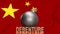 The Bomb and Debenture word on China flag background for Business concept 3d rendering