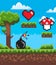 Bomb with Fire, Mushroom and Heart Pixel Game