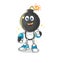 Bomb head robot character. cartoon mascot vector