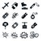 Bomb icons. Black and white bombs signs pictograms