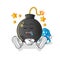 bomb sleeping character. cartoon mascot vector