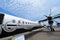 Bombardier Q400 nextgen turboprop regional plane on display at Singapore Airshow