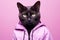 Bombay Cat Dressed As A Sports Athlete On Lavender Color Background