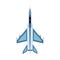 Bomber aircraft top view vector icon. Fight sky technology design attack airforce. Plane military fighter warfare