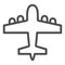 Bomber airplane line icon. War aircraft, aerial reconnaissance army plane symbol, outline style pictogram on white