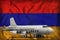 Bomber on the Armenia state flag background. 3d Illustration