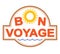 Bon voyage colorful emblem, decor or rubber stamp with sun symbol