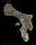 Bonaire - Dutch Caribbean shape on black. Low-res satellite