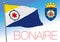 Bonaire island official flag and coat of arms, caribbean country