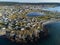 Bonavista Newfoundland Canada, September 23 2022: Aerial Newfoundland community with the Old Bay Pond