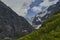 Bondhusbreen Glacier hanging over the Bondhusvatnet Lake