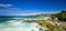 Bondi Beach in Sydney NSW Australia on a sunny winters day partly cloudy skies Pacific Ocean waves and nice sandy beach