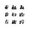 Bonding activity black glyph icons set on white space