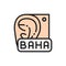 Bone Anchored Hearing Aid, BAHA flat color line icon.
