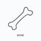 Bone flat line icon. Vector outline illustration of doggy toy. Black thin linear pictogram for anatomy