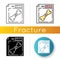 Bone fracture X-ray scan icon. Patient medical record. Broken bone treatment. Hospital documentation. Injury examination