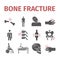 Bone Fractures icons. Treatment. Infographic. Vector illustrations