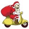 Bone head santa riding scooter