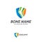 Bone shield logo. Healthy bone Icon. Knee bones and joints care protection logo template. Medical flat logo design. Vector of