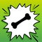 Bone sign illustration. Black Icon on white popart Splash at green background with white spots. Illustration