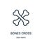 bones cross icon vector from body parts collection. Thin line bones cross outline icon vector illustration