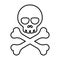 Bones, dead, death, skeleton, warning line icon. Outline vector.