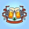 Bones Joint beer cheers with clover leaf ribbon Badge Illustrations
