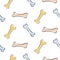 Bones seamless vector pastel color pattern. Dog toys cute background.