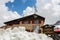 Bonetta refuge on Gavia pass, an alpine pass of the Southern Rhaetian Alps, marking the