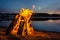 Bonfire on the beach sand