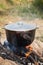 Bonfire and black cauldron