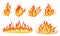 bonfire burn in cartoon style, cartoon fire flaming, red and orange fires flame in flat