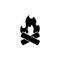 Bonfire, Camp flame, Campfire, Firewood. Flat Vector Icon illustration. Simple black symbol on white background. Bonfire, Camp