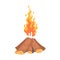 Bonfire, campfire logs burning cartoon vector Illustration