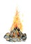 Bonfire, coals cartoon illustration. Stone hearth watercolor clipart