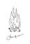 Bonfire icon. Campfire sketch line art drawing style. Continuous line art drawing. Vector outline illustration