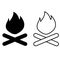 Bonfire icon vector set. tourism llustration sign collection. fire symbol. camping logo.