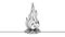 Bonfire in one continuous line art drawing style. Campfire black line sketch on white background. Vector illustration