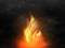 Bonfire and smoke. Realistic campfire with fire sparks. Glowing particles flying up on transparent background. Red and