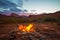 Bonfire after Sunset Camping in Utah