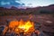 Bonfire after Sunset Camping in Utah