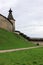 The bonfire tower with wooden roof of Pskov kremlin krom medieval fortress, famous landmark of Russia